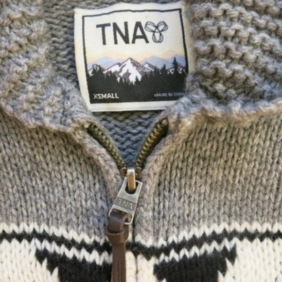 Aritzia TNA Sea To Sky 100% Lambswool Full Zip Sweater Cardigan - Size X Small - Picture 11 of 12